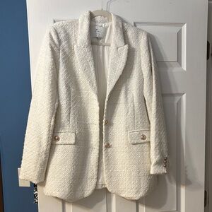 NWOT Maison D’Amelie Elegant Off-White Tweed Women's Blazer